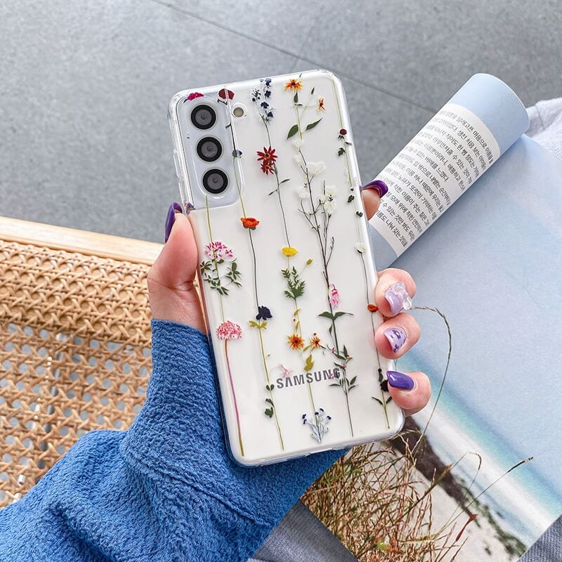 Flower Painted Clear Silicone Samsung Case
