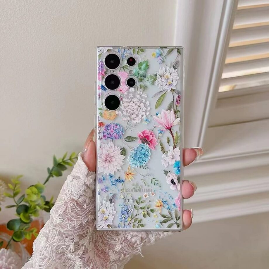 Flower Painted Transparent Silicone Phone Case