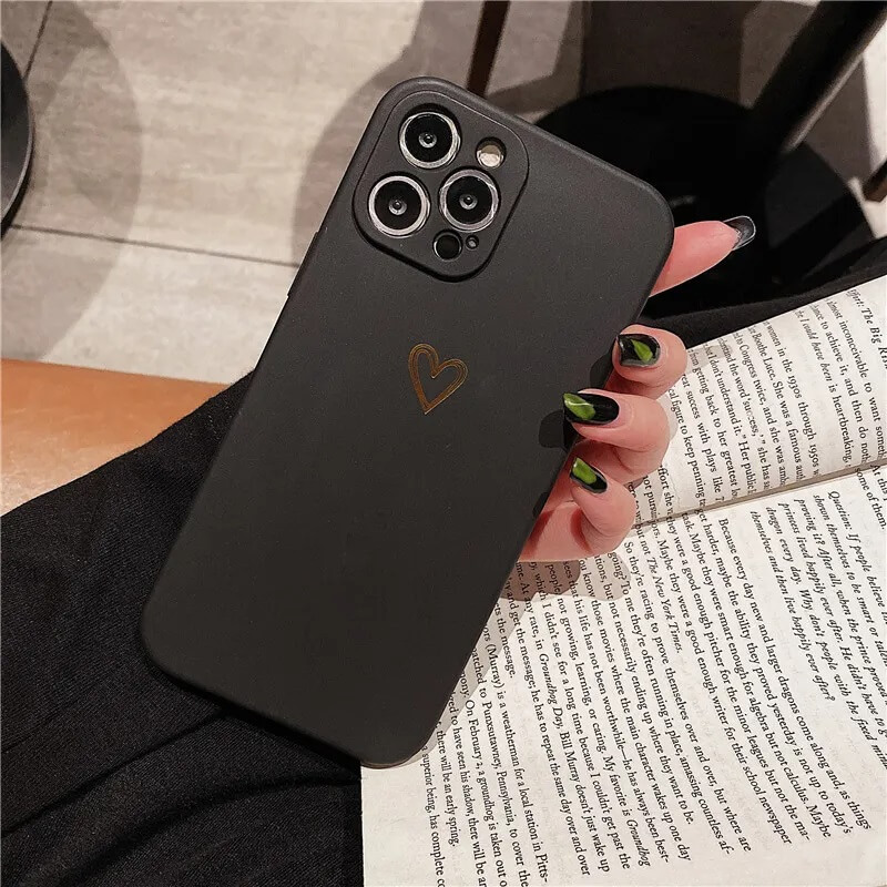 Black Spread Love with a Heart Silicone Phone Case