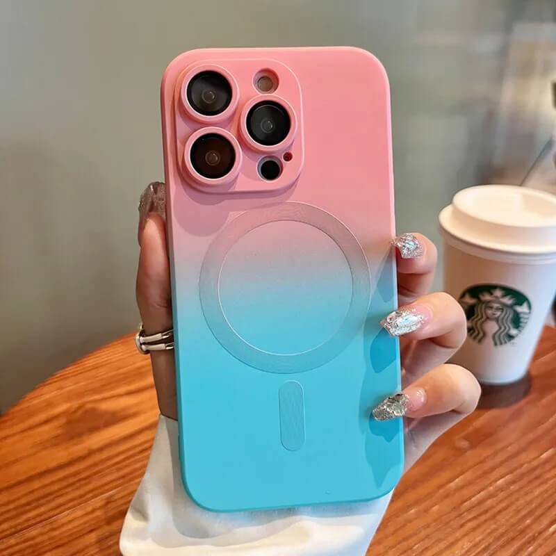 Pink Blue Gradient Color Shockproof iPhone Case