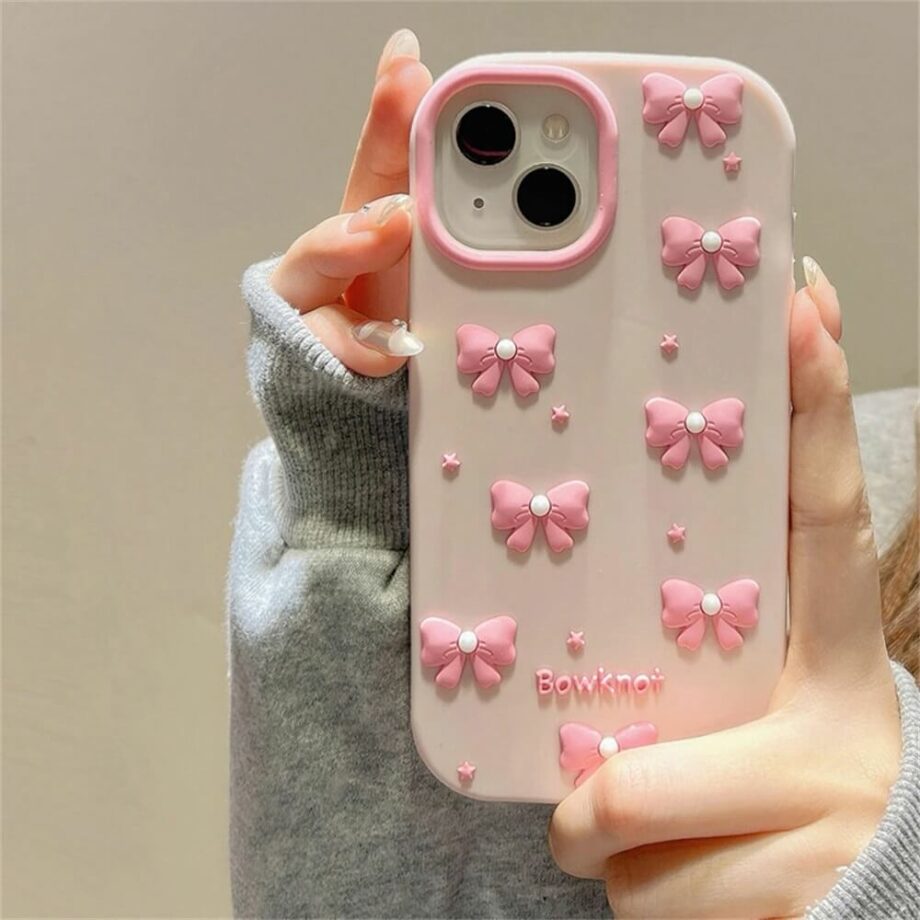 Cute Pink Bowknot Shockproof iPhone Case