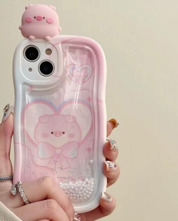 Pink Pig Pearl Quicksand iPhone Case