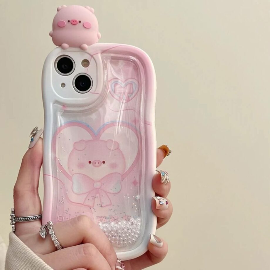 Pink Pig Pearl Quicksand iPhone Case