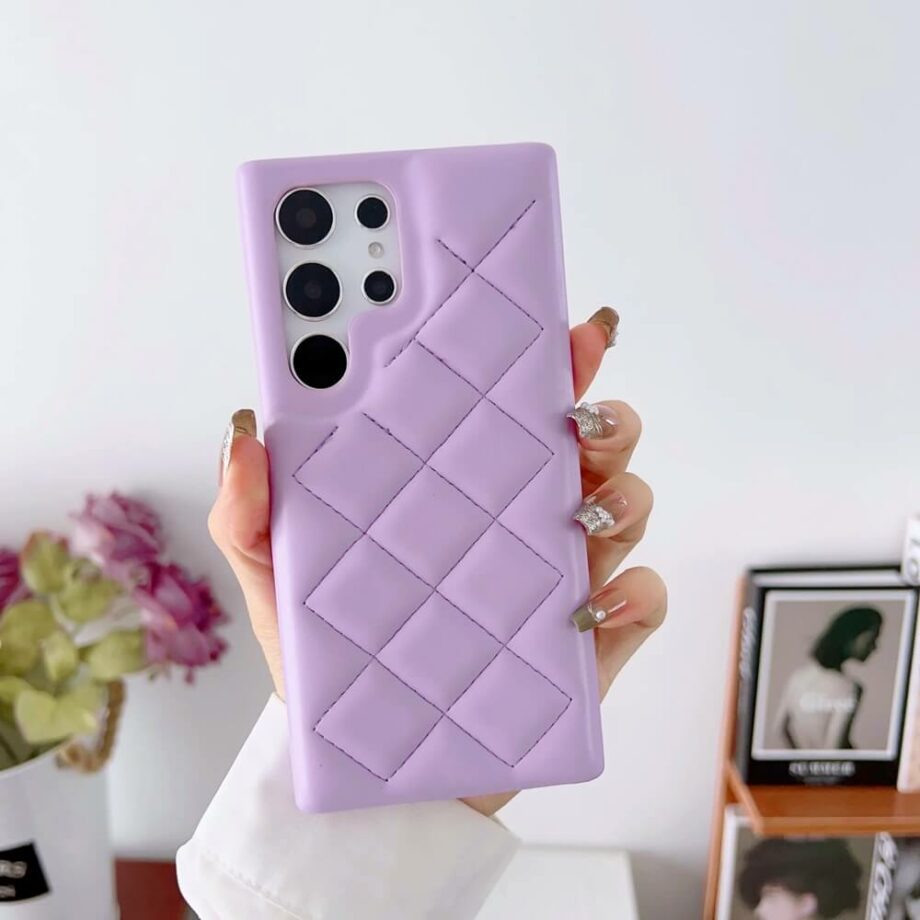 Purple 3D Rhombic Diamond Leather Samsung Galaxy Case