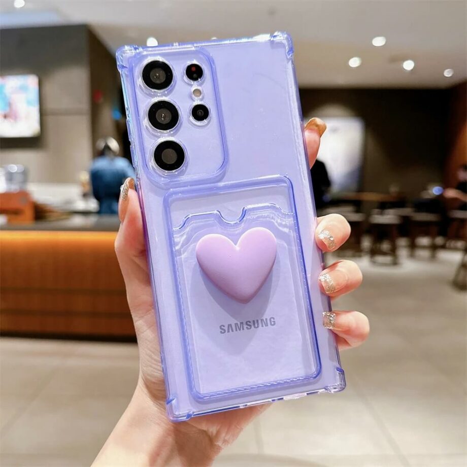 Purple Clear Samsung Case with card holder