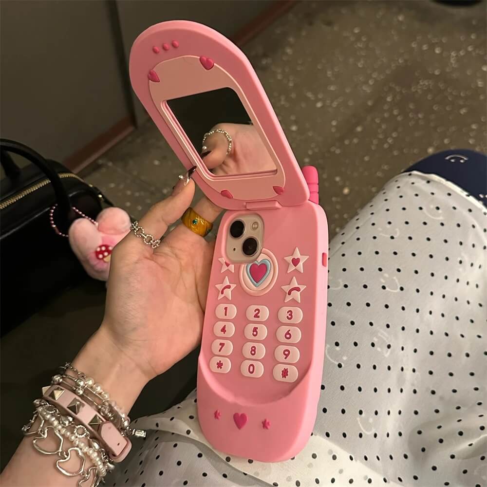 Retro Pink Mirror iPhone Case with Antenna