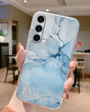 Sky blue marble case for Samsung S24, S24 Plus, S24 Ultra