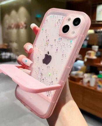 Star Liquid Glitter iPhone Case with Creative Stand Holder