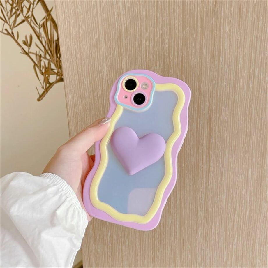 Candy Color Heart Curly Wave Phone Case
