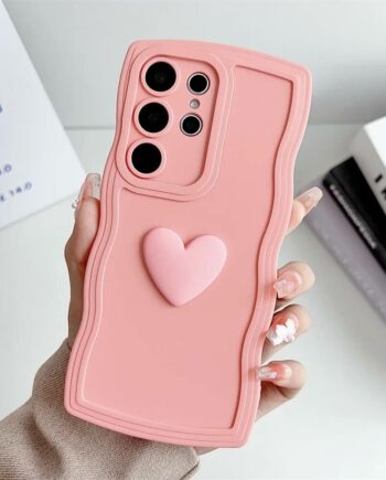 Curly Heart Wave Shape Phone Case for Samsung S24 Series
