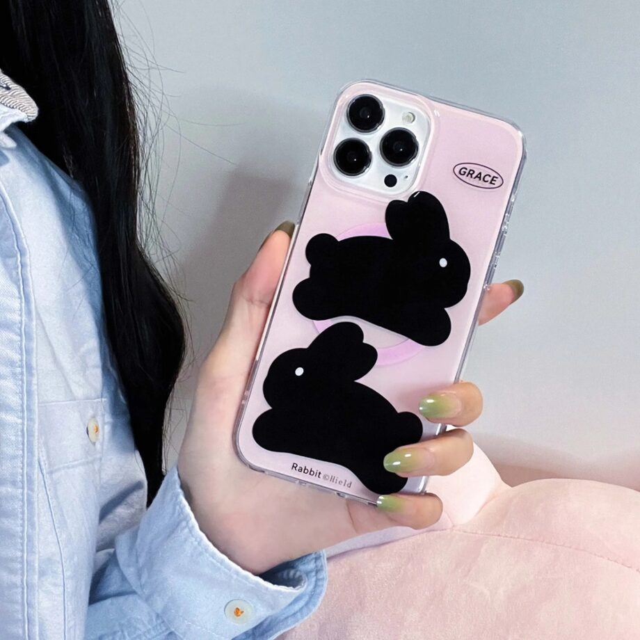 Cute Rabbit Pink iPhone Case (1)