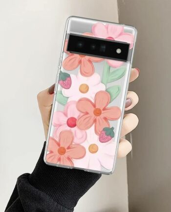 Pink Flower Strawberry Case for Google Pixel 8 Serie