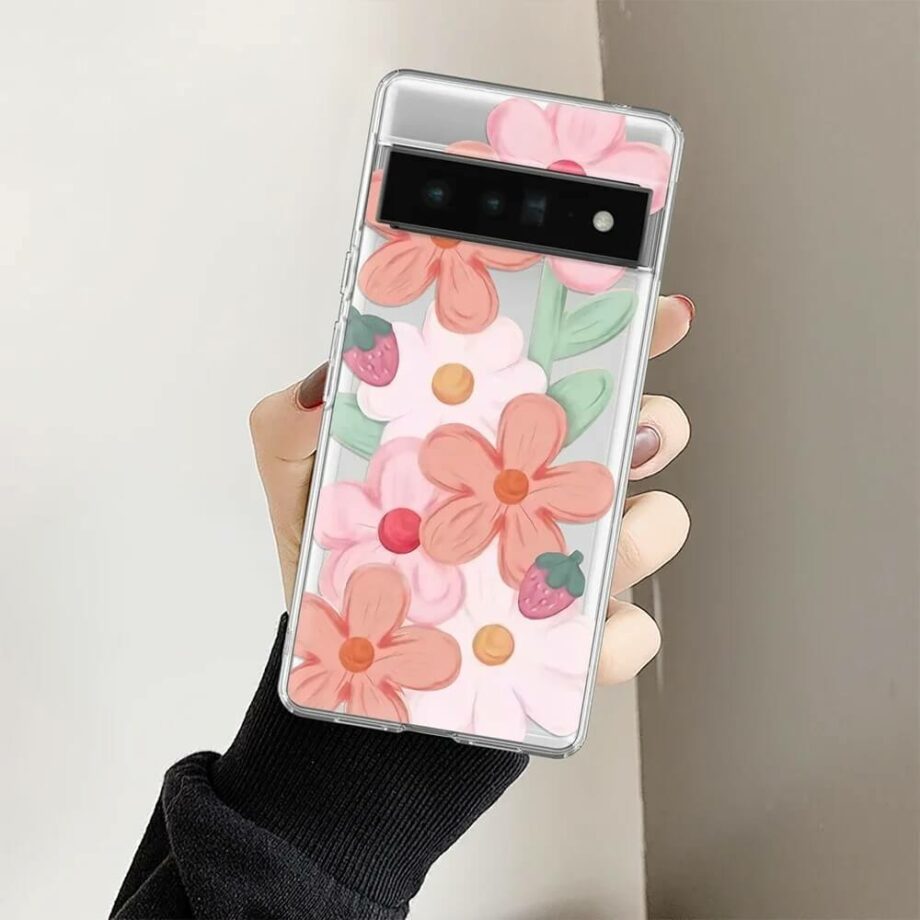 Pink Flower Strawberry Case for Google Pixel 8 Serie