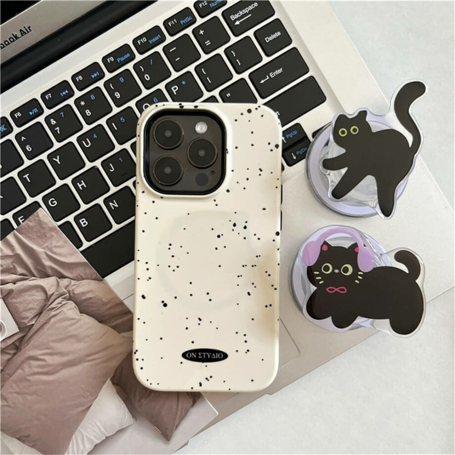 Sweet Black Cat IPhone Case WITH POP UP Holder (2)