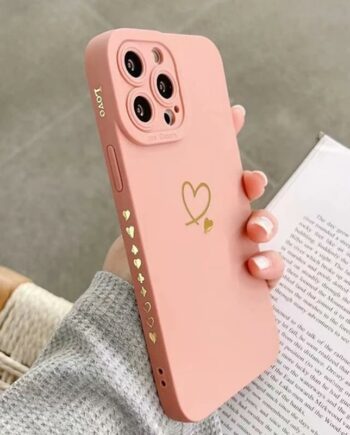 matte gold heart protective iPhone case