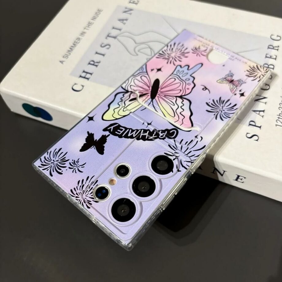 Cartoon Butterfly ID card holder Phone Case for Samsung S24 S23 S22 (1)