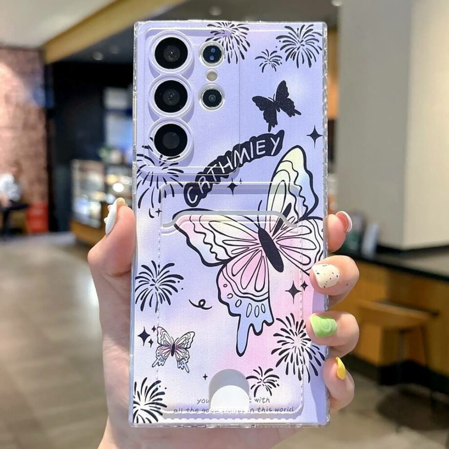 Cute Butterfly back card holder Samsung Phone Case