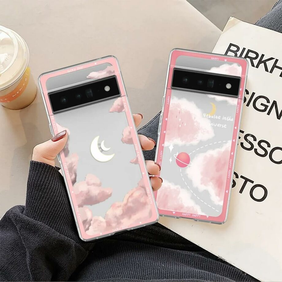 Cute Pink Cloud Clear Phone Case for Google Pixel