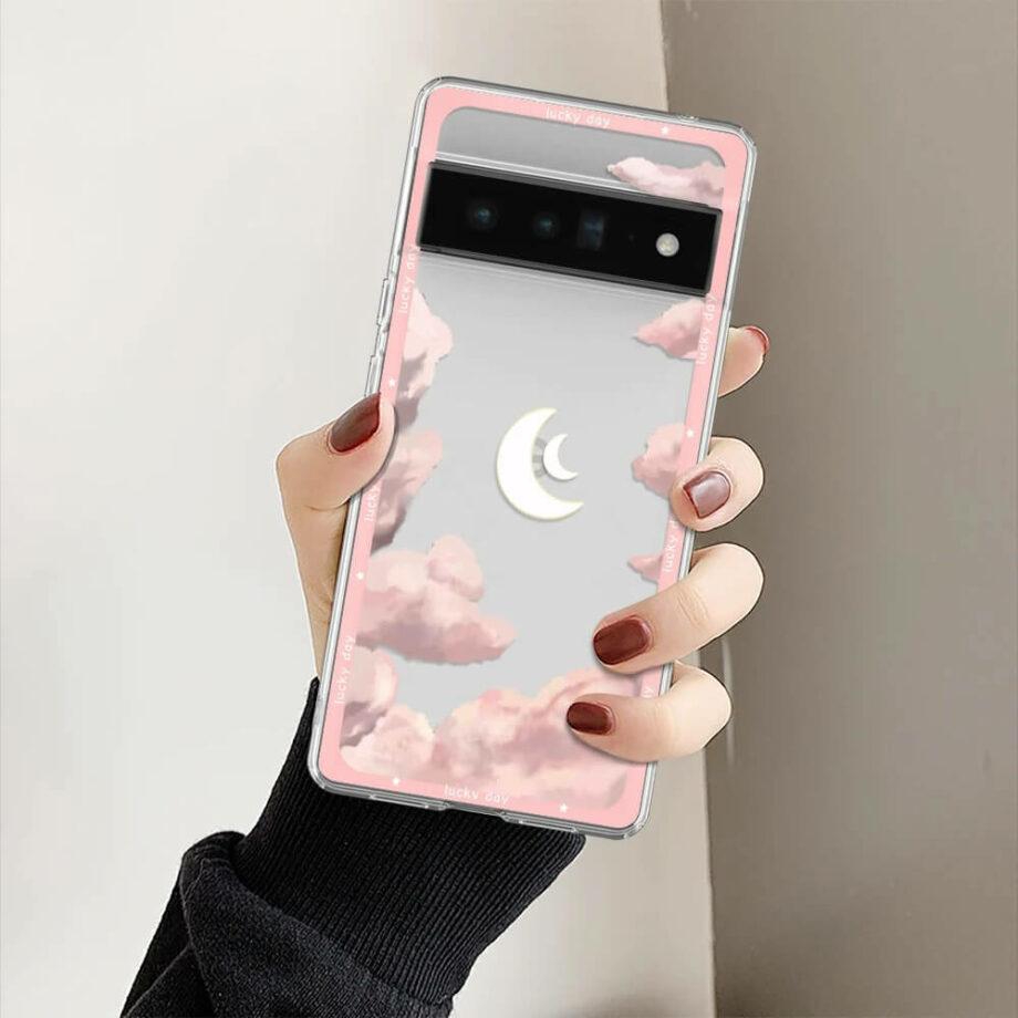 Cute Pink Cloud Clear Pixel Phone Case style 2