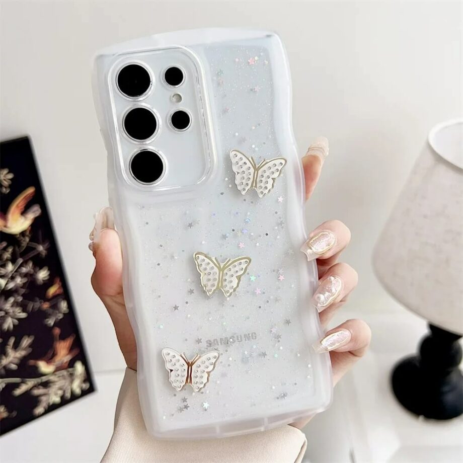 Glitter Butterfly wave shape samsung case