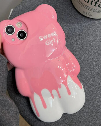 Pink Bear Shape Ice Cream Phone Case