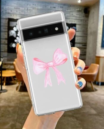 Pink Bow Silicone Clear Google Pixel Case