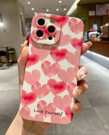 Pink Love Heart Silicone Shockproof iPhone Case