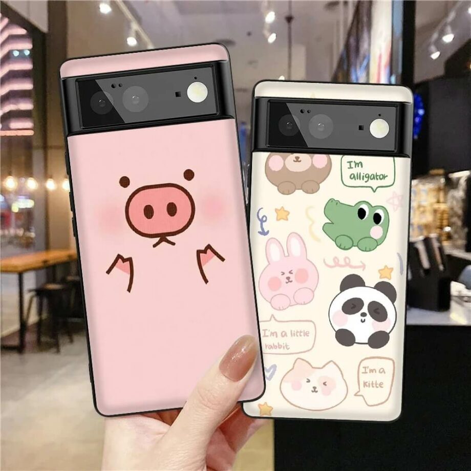 Google Pixel Case with Cute Pig Cartoon