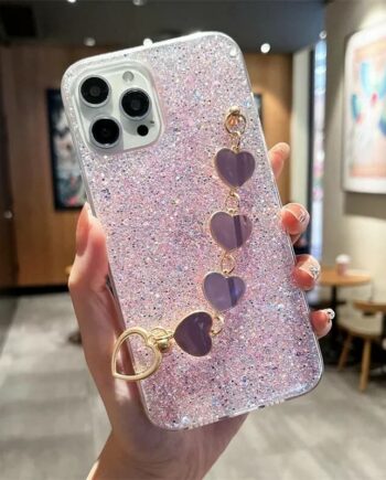 Pink Glitter Heart Bracelet iPhone Case