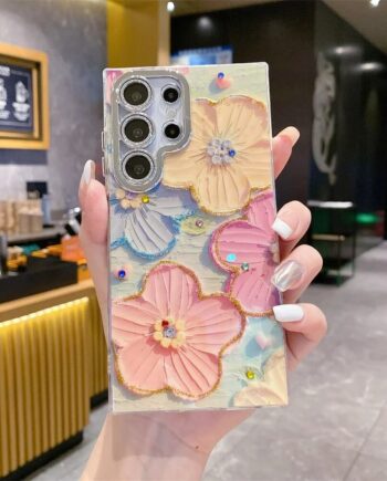 Retro Pink Flower Oil Painting Samsung Phone Case