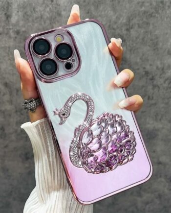 Sweet Swan Crystal Diamond iPhone Case With Quicksand