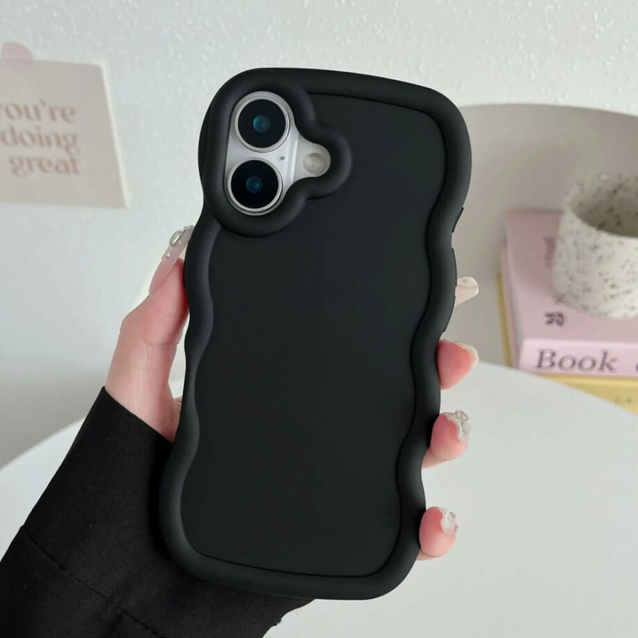 Black Wave Frame Case for iPhone 16 Series