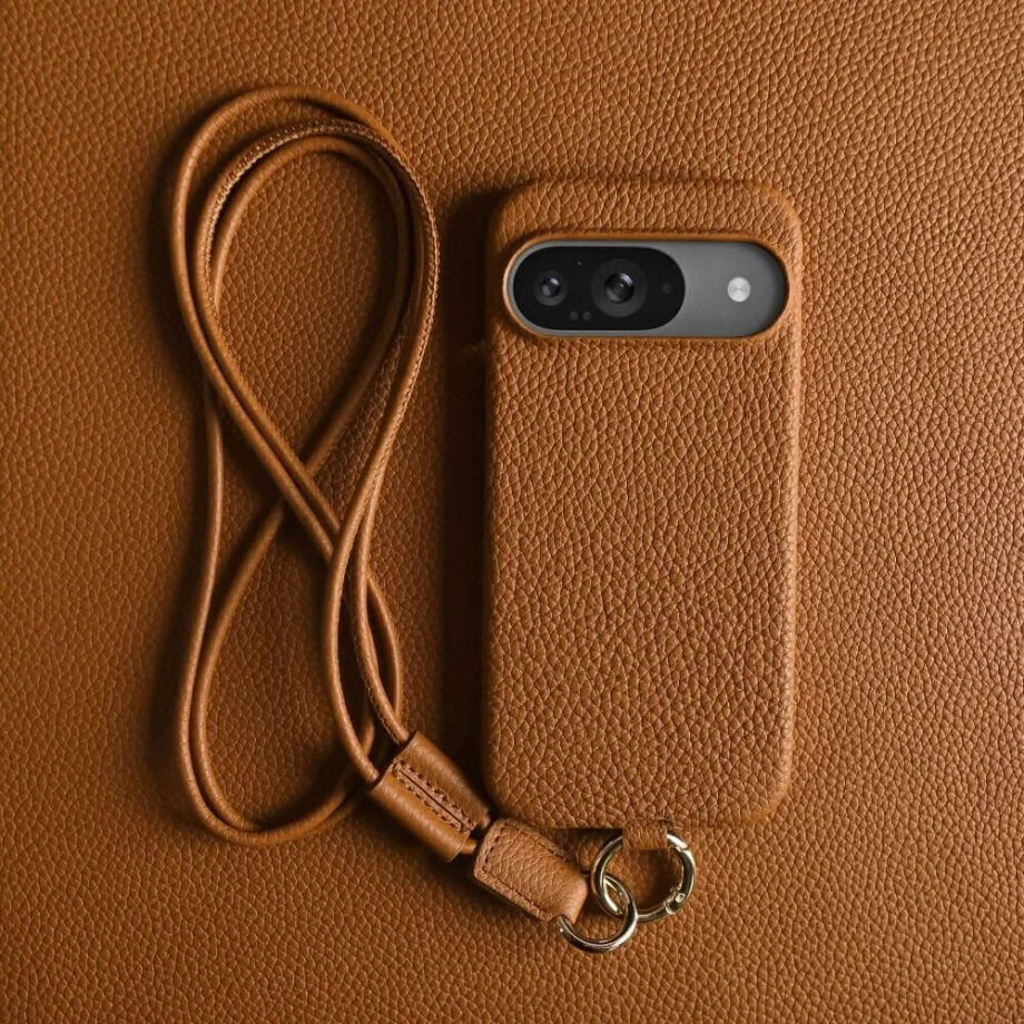 Brown Leather Phone Case with Crossbody Strap