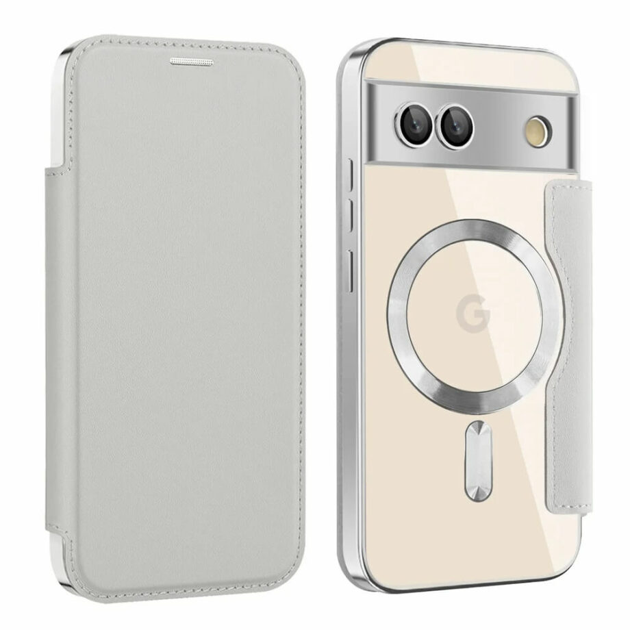 Gray Magnetic Clear Plating Leather Wallet Google Pixel Case