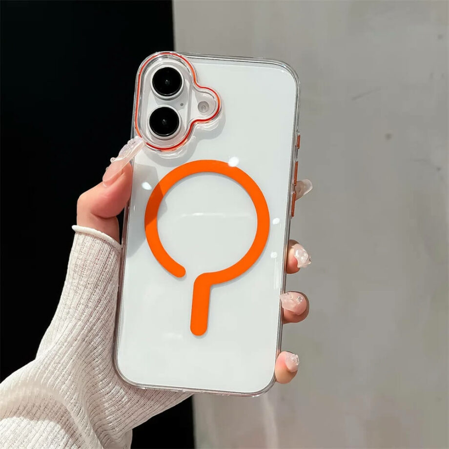 Orange MagSafe Slim Clear iPhone Case