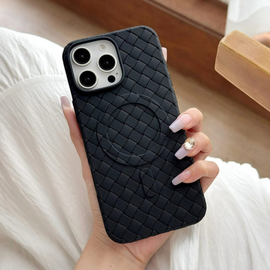 Black Matte Woven Texture MagSafe iPhone Case