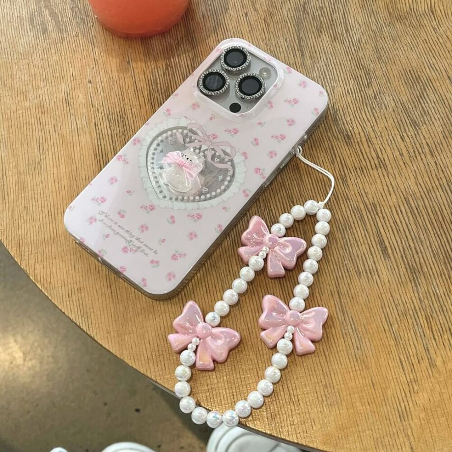 Cute Bow Pearl iPhone Case with Bracelet (2)