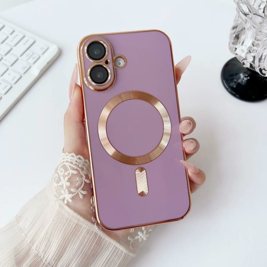 MagSafe Magnetic Plating Case for iPhone 16 Series -purple