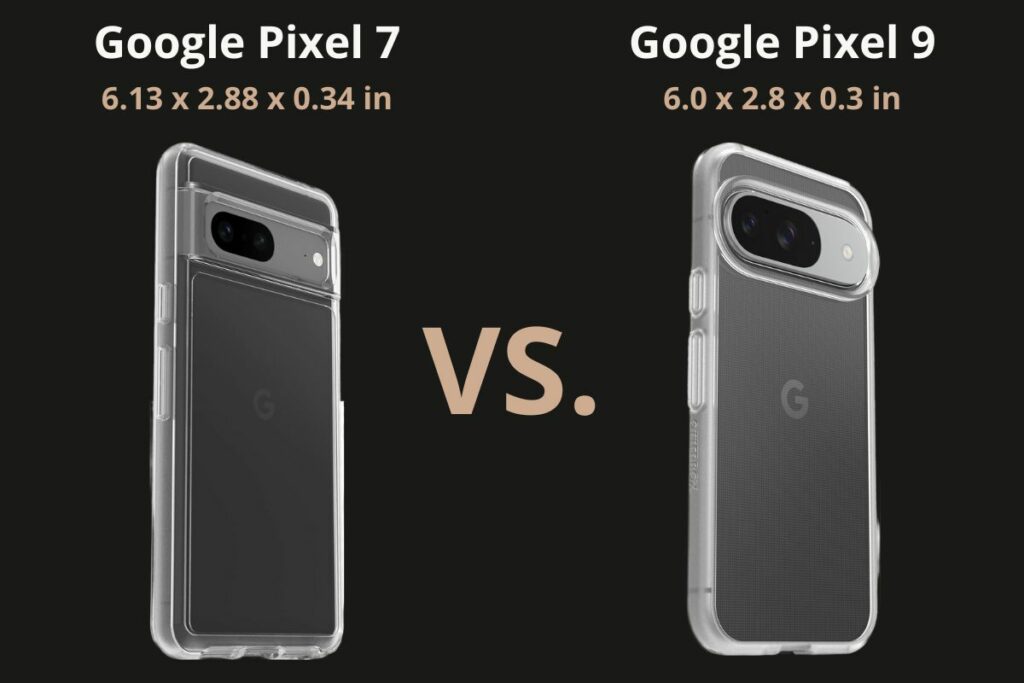 Pixel 7 vs pixel 9 size and dimensions compared