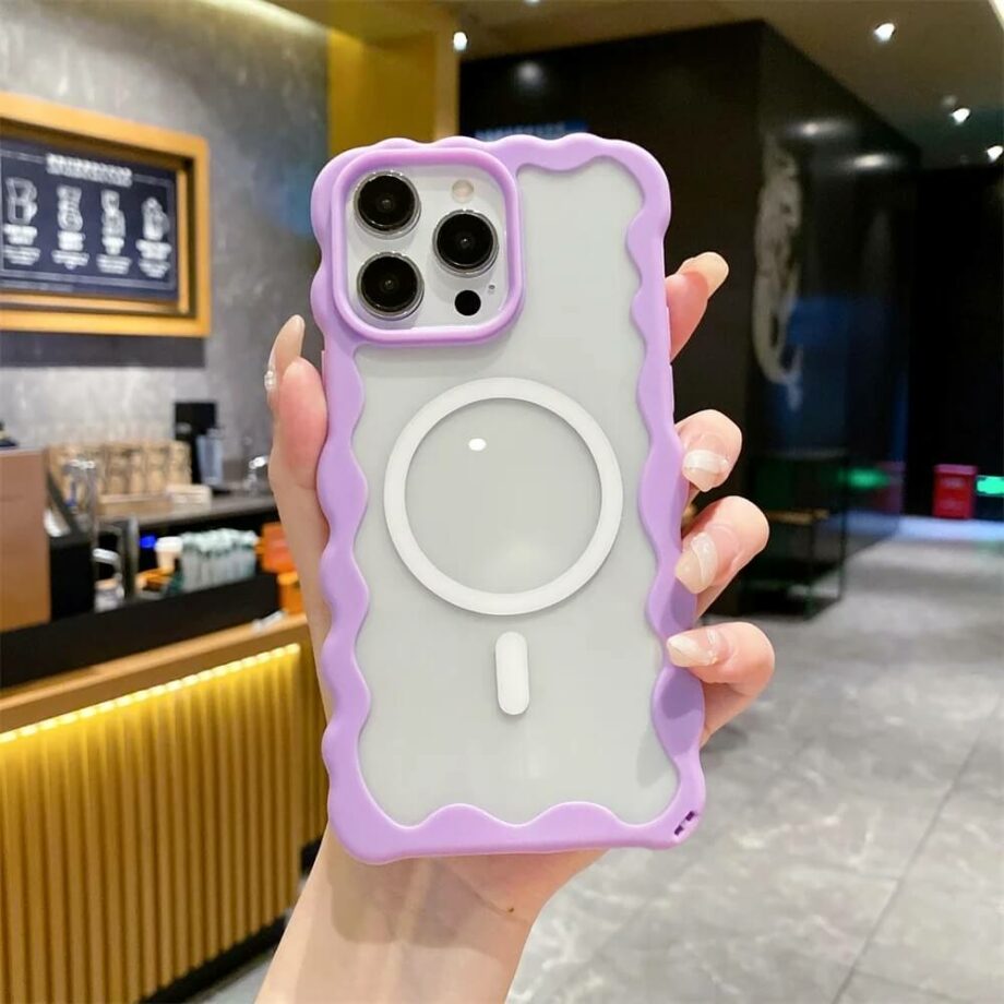 Purple Clear Magnetic Wave Border Phone Case