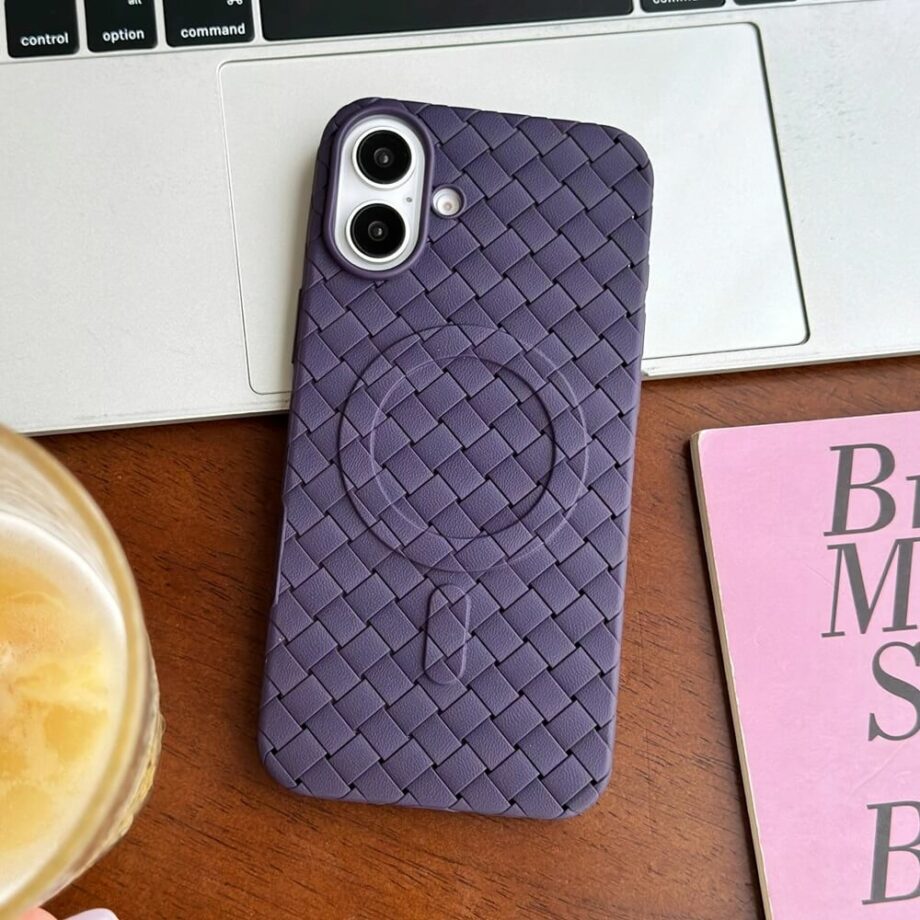 Purple Matte Woven Texture MagSafe iPhone Case