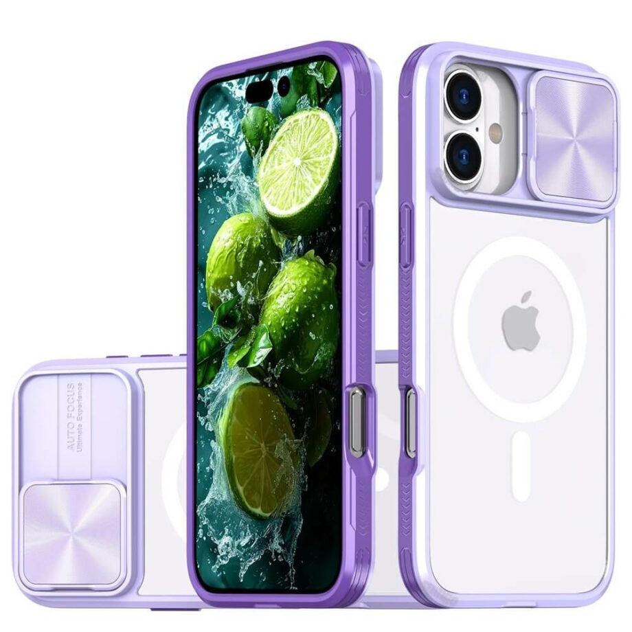 Sliding Camera Lens Protector iPhone Case - purple