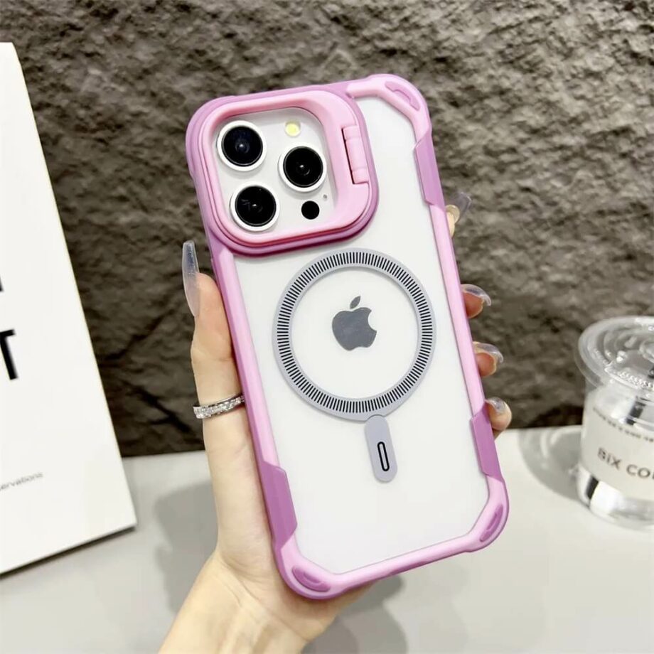 Transparent Magnetic MagSafe Case with Invisible Stand for iPhone 16 Series