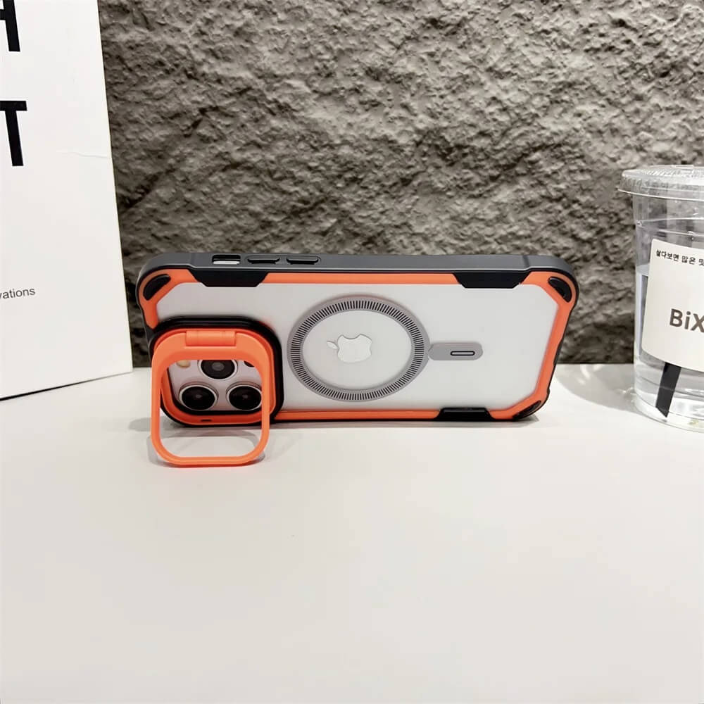 Transparent Magnetic MagSafe Case with Stand for iPhone 16 Series