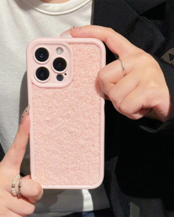 Chic Soft Pink Fluffy Phone Case with Camera Protection