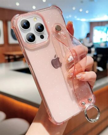 Clear Glitter Flex iPhone Case with Grip Strap