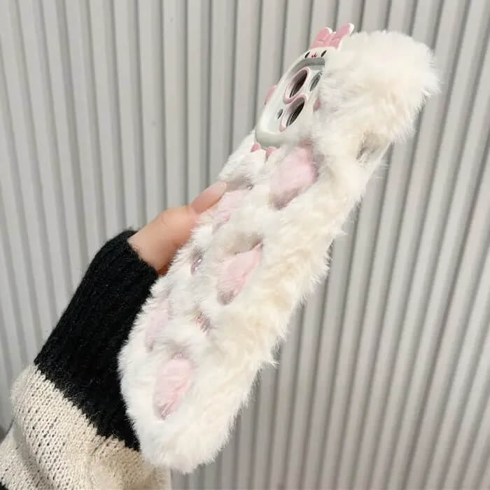 Fluffy Fur Soft Plush Heart Phone Case