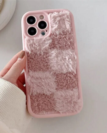 Furry Checkerboard Pattern Soft iPhone Case