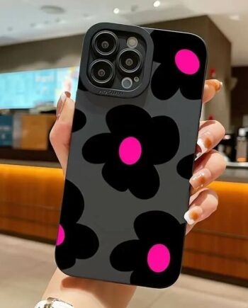 Midnight Bloom Flower iPhone Case with Pink Accents