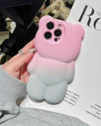 Pink Gradient Bear Shaped iPhone Case